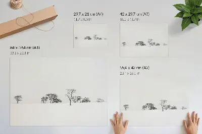 Poster till sovrum minimalistiskt vinterlandskap med fridfulla träd