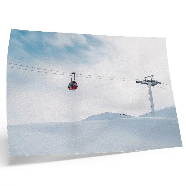 Poster till sovrum berg, linbana och himmel med dynamisk färgkontrast