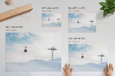 Poster till sovrum Berg, linbana, himmel, dynamisk färgkontrast