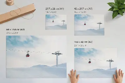 Poster till sovrum berg, linbana och himmel med dynamisk färgkontrast