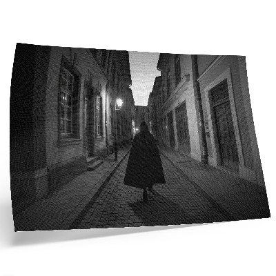 Väggposter Mörk gata, mystisk figur, nostalgisk atmosfär