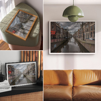 Väggposter Kanal, mild arkitektur, stämningsfull himmel