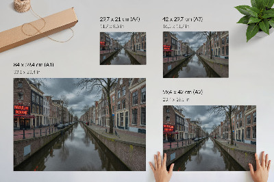 Väggposter Kanal, mild arkitektur, stämningsfull himmel