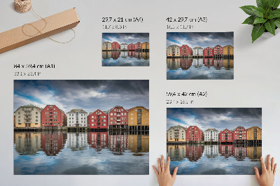 Poster till sovrum Färgglada byggnader vid vattnet - en harmonisk komposition