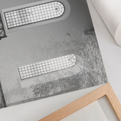 Stilren väggposter Minimalistisk inredning med fönster och växter