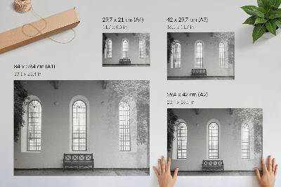 Stilren väggposter Minimalistisk inredning med fönster och växter