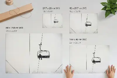 Poster med motiv av ett minimalistiskt vinterlandskap som utstrålar ensamhet och lugn