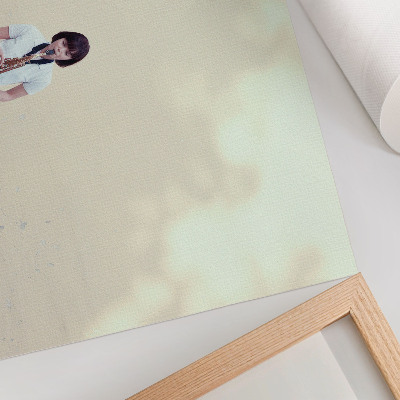 Väggposter Minimalism, ljusa färger, lugn, musik vid dörren
