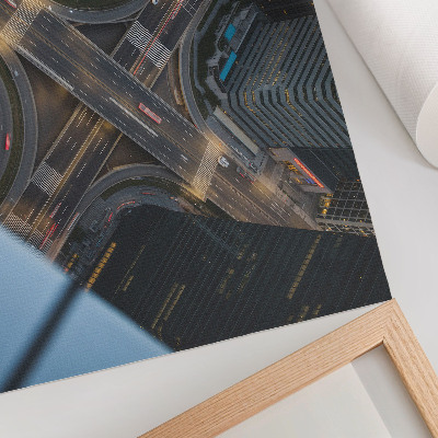Poster till sovrum Stadspanorama ovanifrån, ljus på natten, modernitet