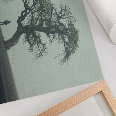 Väggposter Ensamt träd dimma mörk silhuett atmosfär