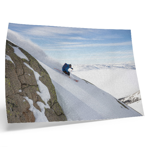 Poster till sovrum Skidåkare vita toppar blå himmel harmoni