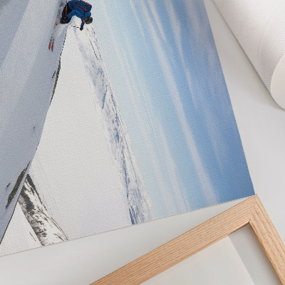 Poster till sovrum Skidåkare vita toppar blå himmel harmoni