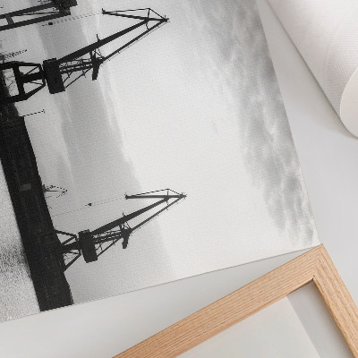 Poster till sovrum Hamnkranar minimalistisk design svart och vitt
