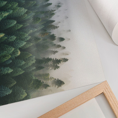 Poster till sovrum Grön skog i dimman, atmosfärisk och mystisk