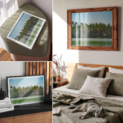 Stilren väggposter Tropiska palmer, lugnt vatten, harmonisk himmel