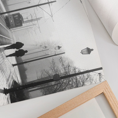 Poster till sovrum Spårvagnsdimma gatlyktor urban atmosfär