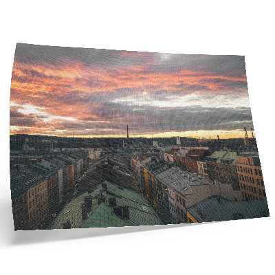 Väggposter Solnedgång över stadens panoramafärger