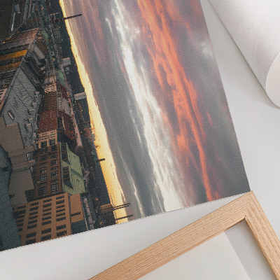 Väggposter Solnedgång över stadens panoramafärger