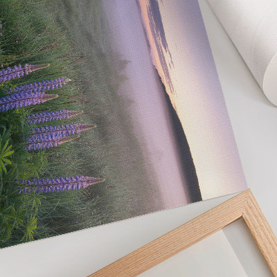 Poster till sovrum Trästuga pittoresk dimma blommor natur