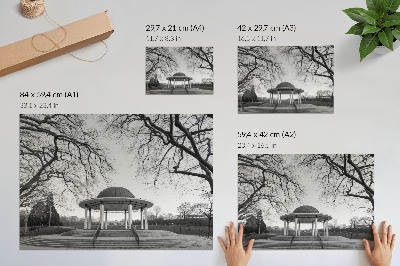 Poster till sovrum Elegant lusthussymmetri i svarta och vita nyanser