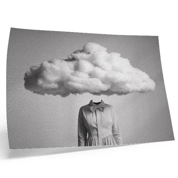 Poster surrealistiskt minimalistiskt motiv med vitt moln