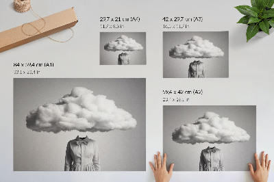 Poster Surrealistisk minimalismmotiv vitt moln