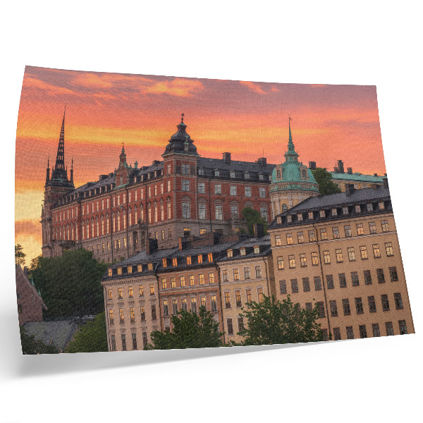 Poster Solnedgång, charmiga byggnader, historisk atmosfär