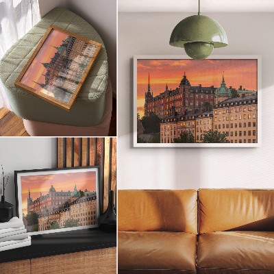 Poster Solnedgång, charmiga byggnader, historisk atmosfär