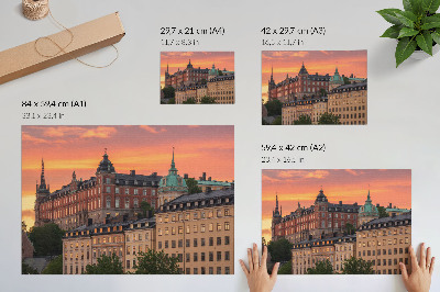 Poster Solnedgång, charmiga byggnader, historisk atmosfär