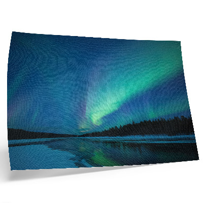 Poster till sovrum Aurora Borealis över en frusen sjö på natten