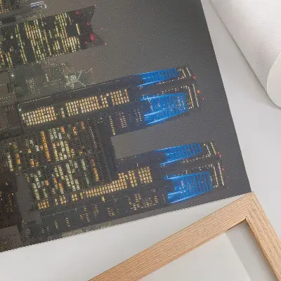 Poster till sovrum skyskrapor i en upplyst nattstad med moderna byggnader