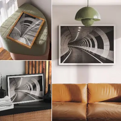 Modern geometrisk rumstunnel poster till sovrum