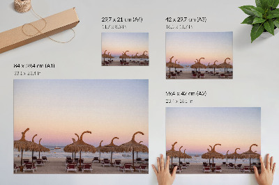 Stilren väggposter Azurblått lugnt hav delikat rosa horisont