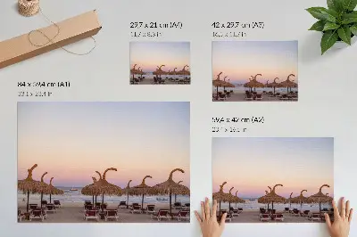 Väggposter azurblått lugnt hav med delikat rosa horisont