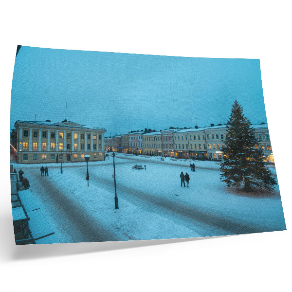 Väggposter Vinterlandskap, klassisk arkitektur, julstämning