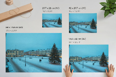 Väggposter Vinterlandskap, klassisk arkitektur, julstämning