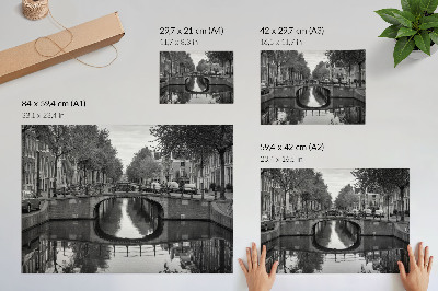 Poster till sovrum Svartvita broar och kanalstadsutrymme