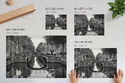 Poster med svartvita broar och kanaler tavla för sovrummet