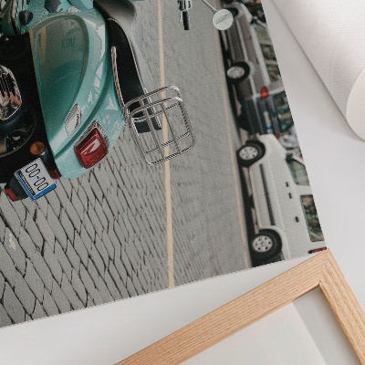 Poster till sovrum Vintage scooter kullersten gata urban bakgrund