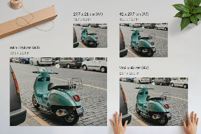 Poster till sovrum Vintage scooter kullersten gata urban bakgrund