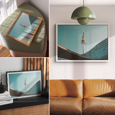 Väggposter Blå himmel modern byggnad stadstorn