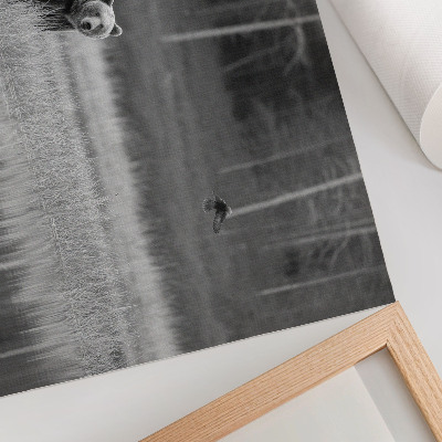Väggposter Björn vid vattnet svartvit atmosfär