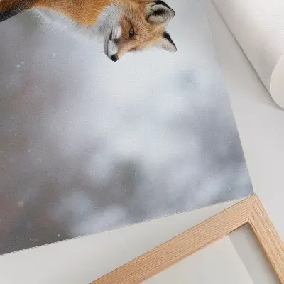 Poster räv i vinterlandskap med mild naturfrid