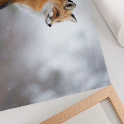 Poster Räv i vinterlandskapet, mild naturfrid