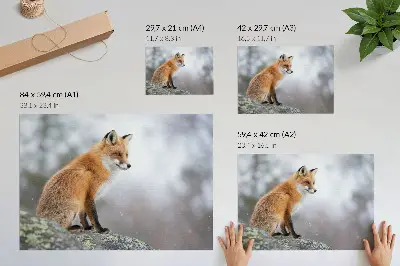 Poster räv i vinterlandskap med mild naturfrid