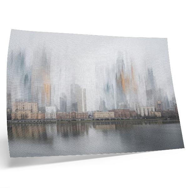 Stilren väggposter Dimmig stad pastellreflektion modernitet