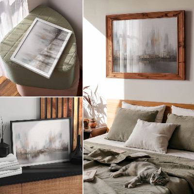 Stilren väggposter Dimmig stad pastellreflektion modernitet