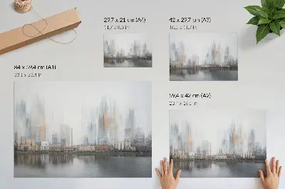 Väggposter dimmig stad med pastellreflektioner och modern känsla