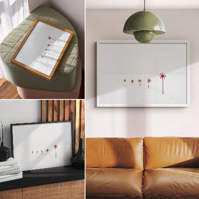 Poster till sovrum Minimalistiska vintervita och röda stjärnor
