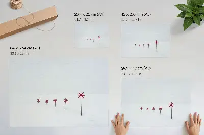 Poster till sovrum minimalistiska stjärnor i vintervitt och rött
